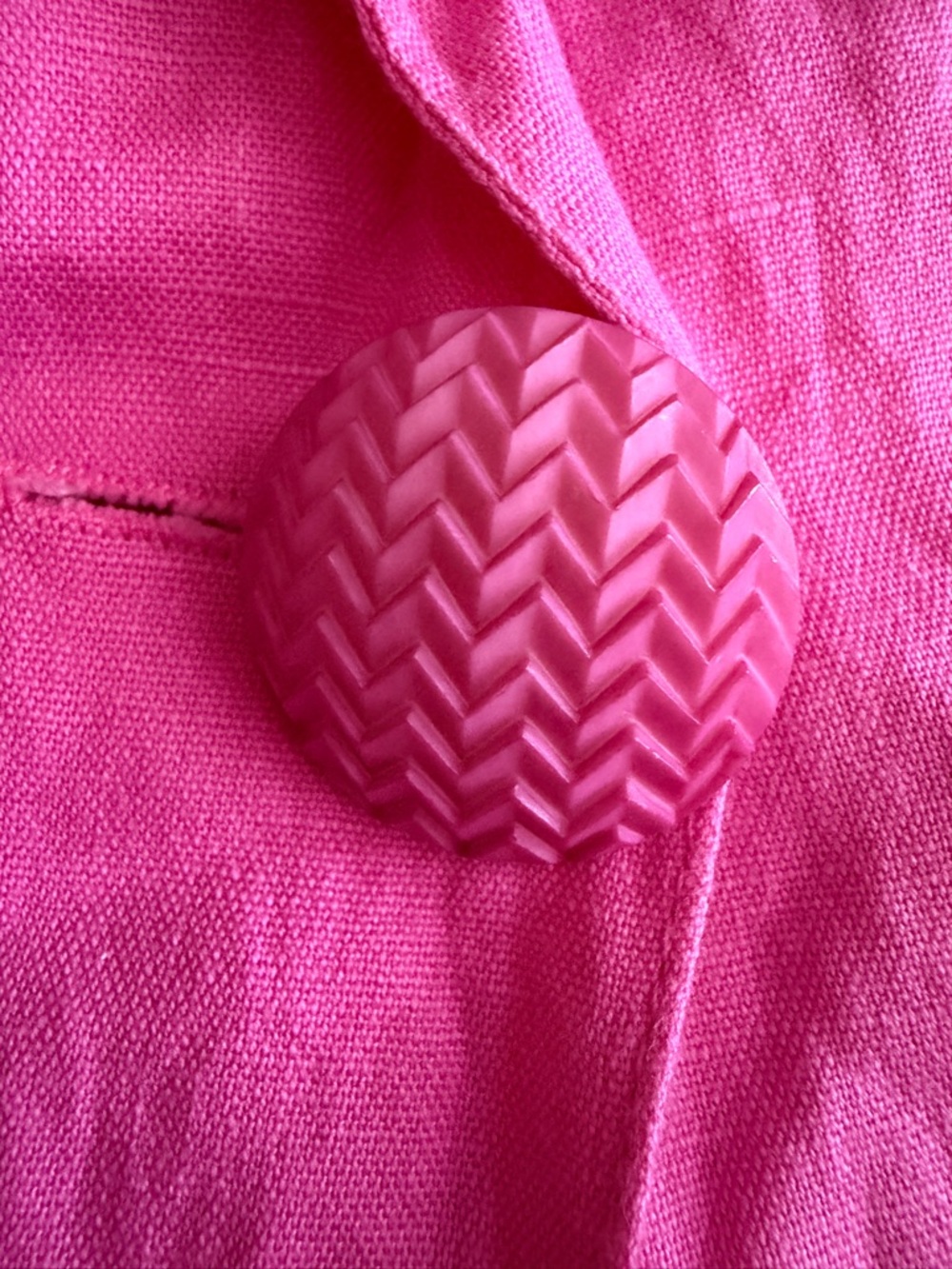 🩷🎀GENE EWING Neiman Marcus Magenta Linen Blouse Shirt - Picture 4 of 5